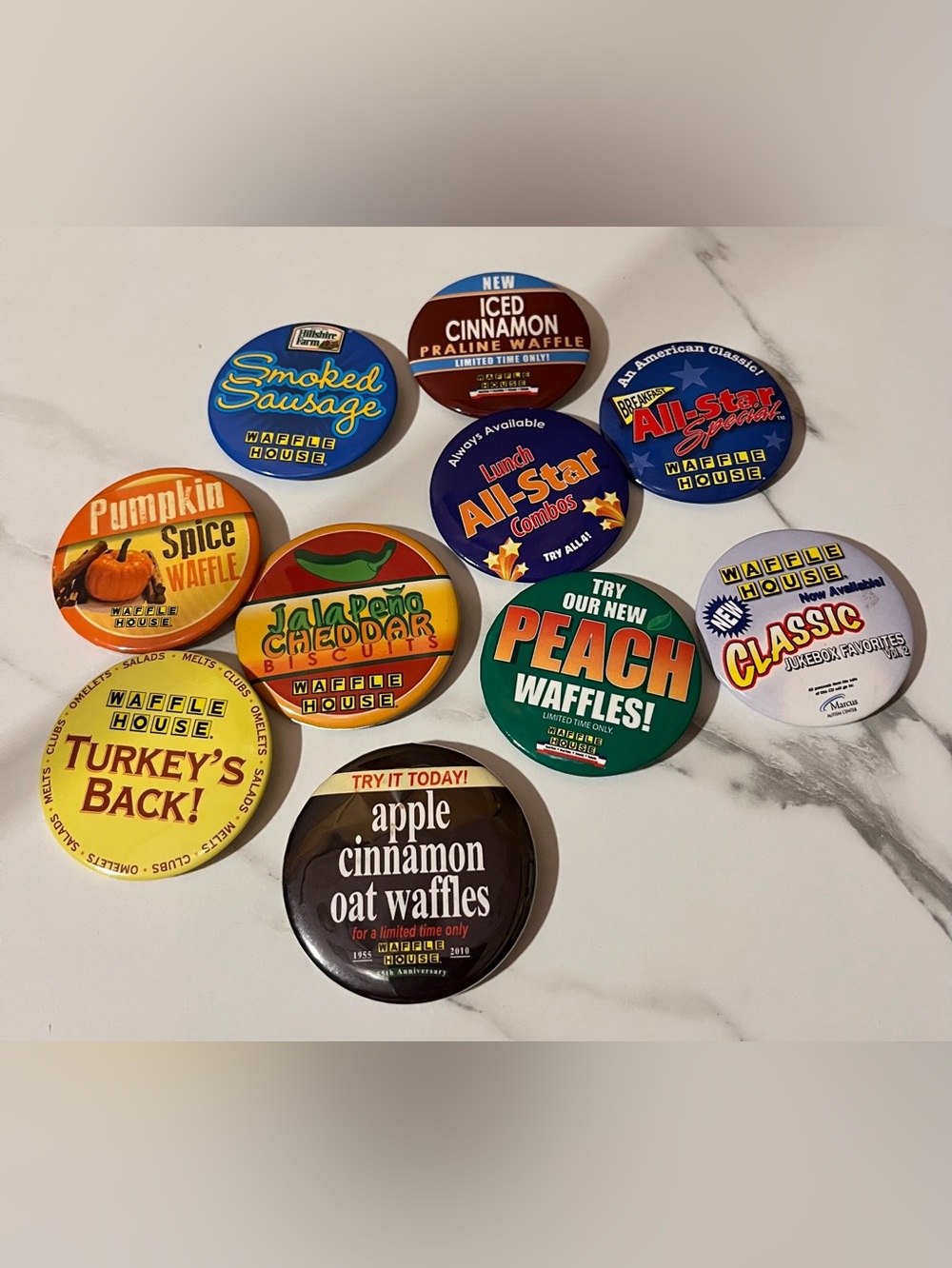 Waffle House button pin lot of 10 vintage collection